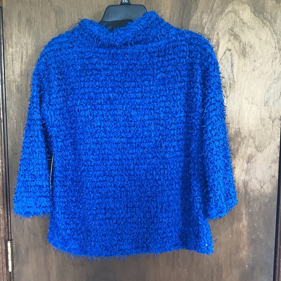 Multiples royal blue sweater top w texture & stretch size S - Picture 10 of 15